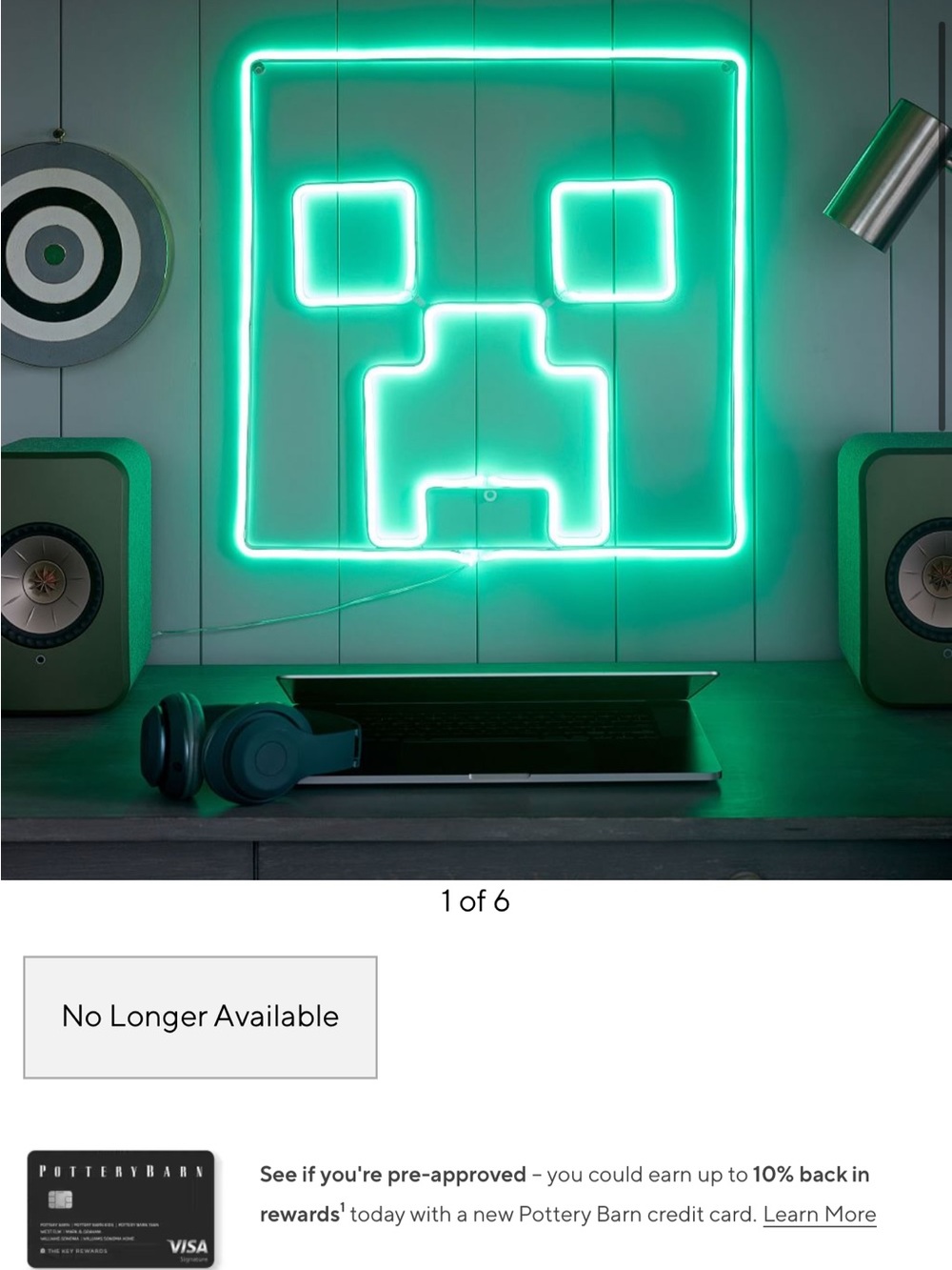 Sold out everywhere! Pottery Barn Teen Neon Creeper Wall Light - Green